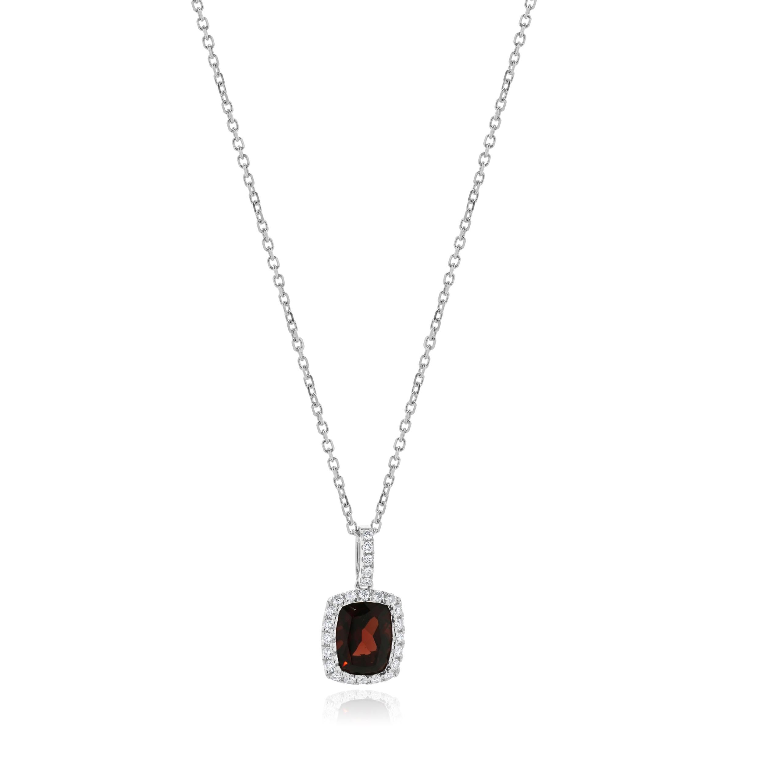 Joseph Levin - Collana di granati e diamanti in oro bianco 14 carati