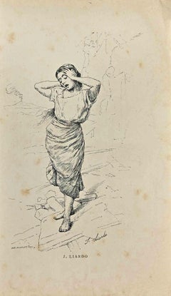Antique Femme - Etching by Joseph Liardo - 19th Century