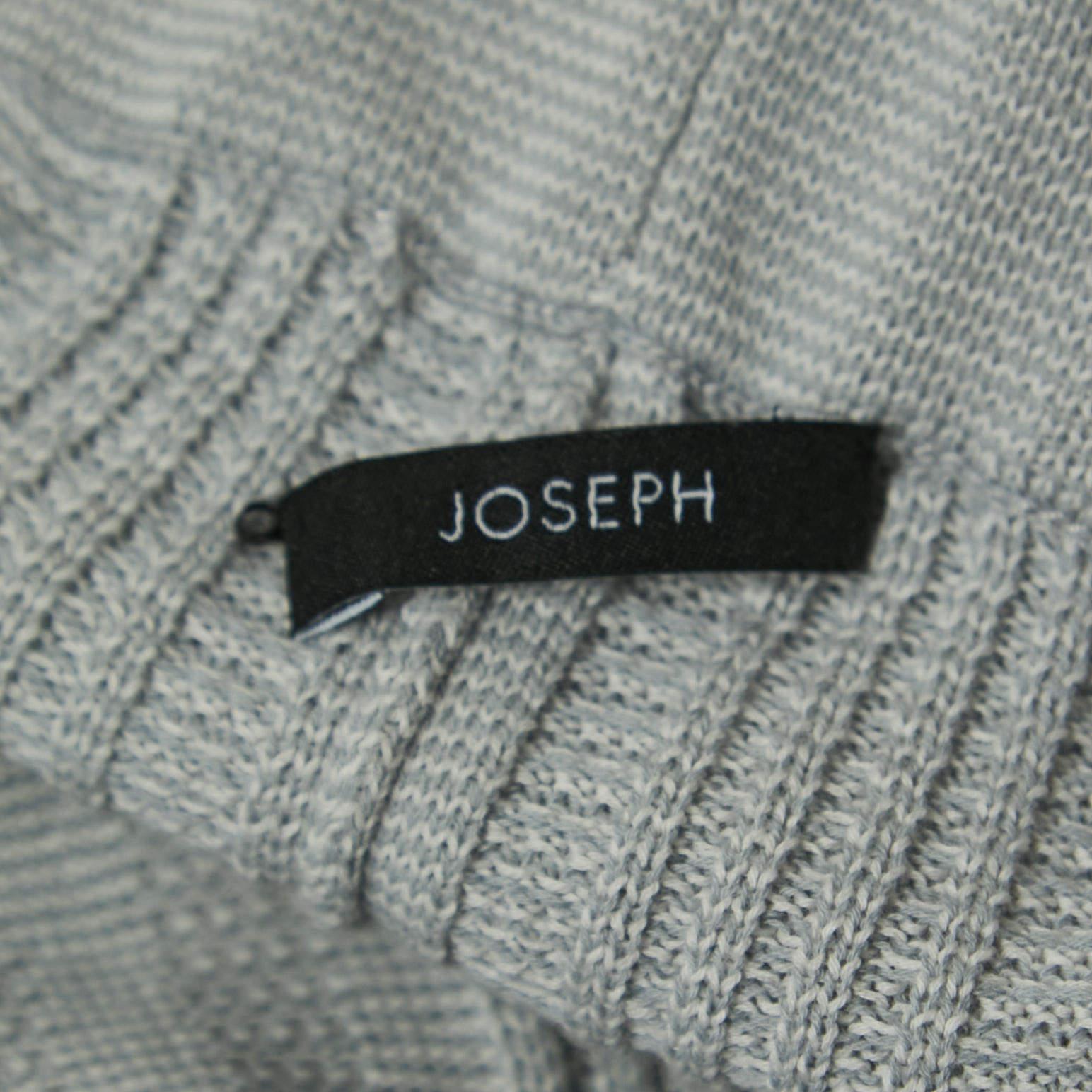 Joseph Light Blue Striped Cotton Knit Flared Pants XXS In Good Condition For Sale In Dubai, Al Qouz 2