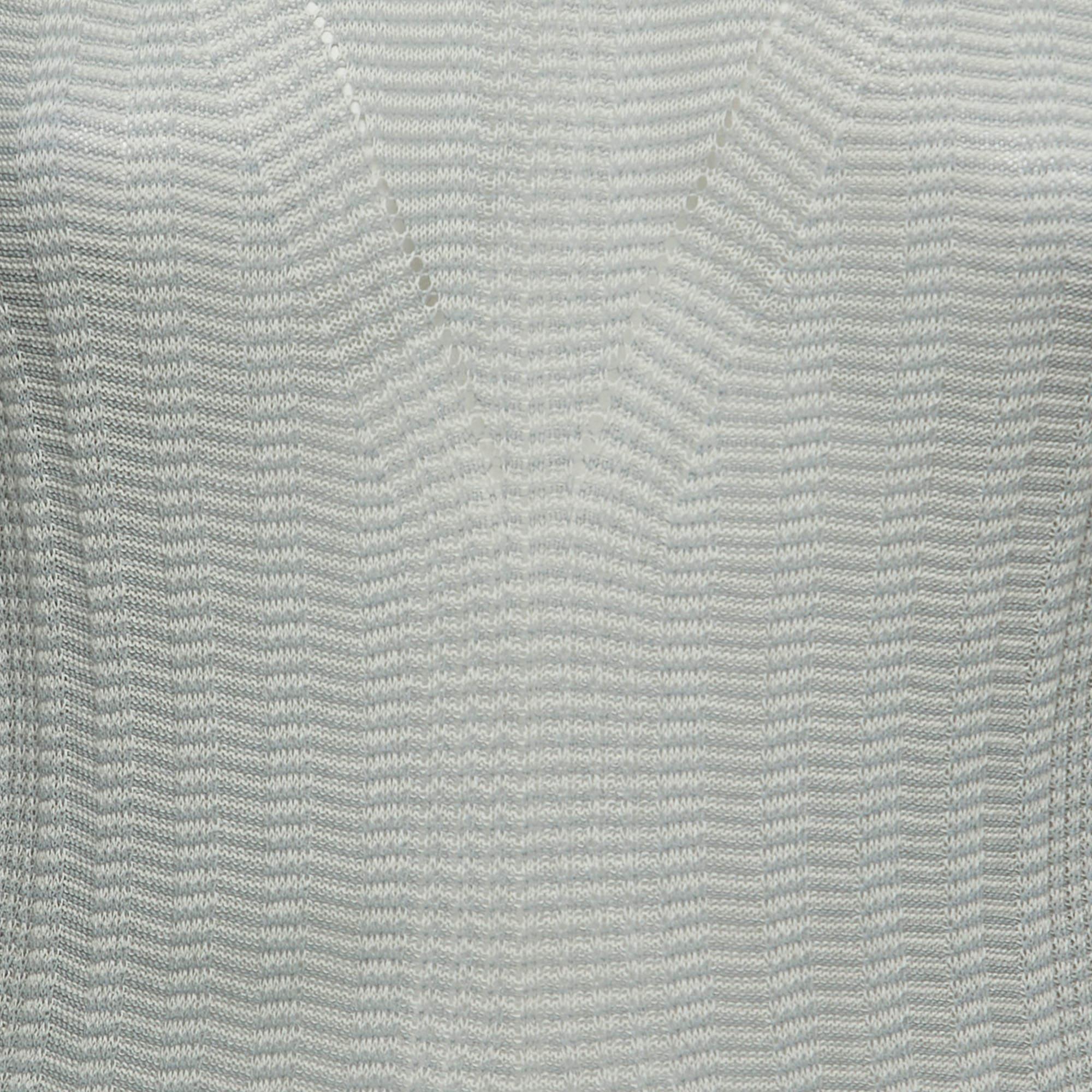 Gray Joseph Light Blue Striped Cotton Knit Top XS For Sale