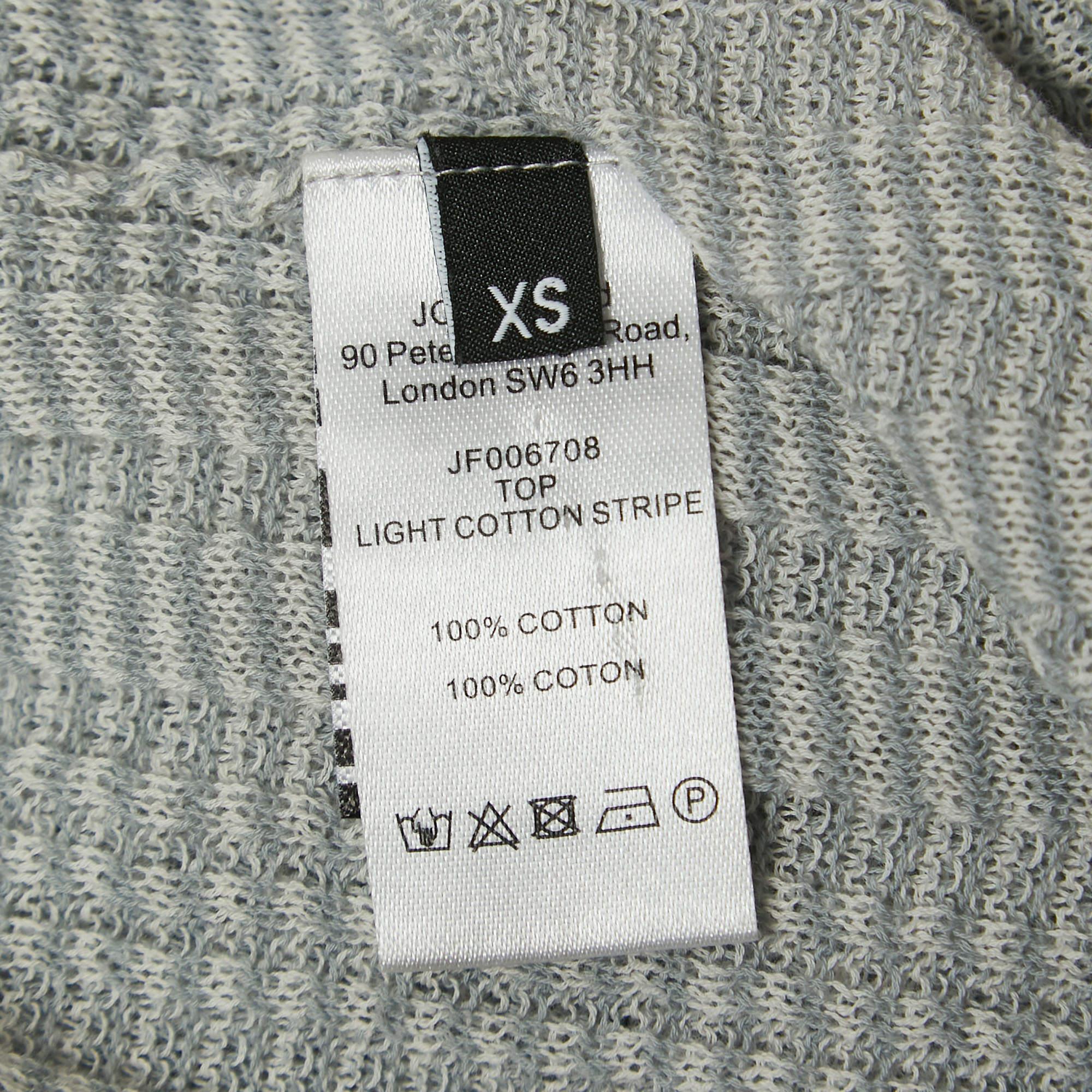 Women's Joseph Light Blue Striped Cotton Knit Top XS For Sale
