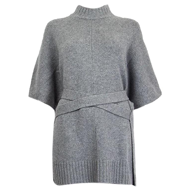 JOSEPH light grey cashmere TIE-WAIST Short Sleeve Sweater M