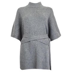 Pull à manches courtes en cachemire gris clair JOSEPH TIE-WAIST M