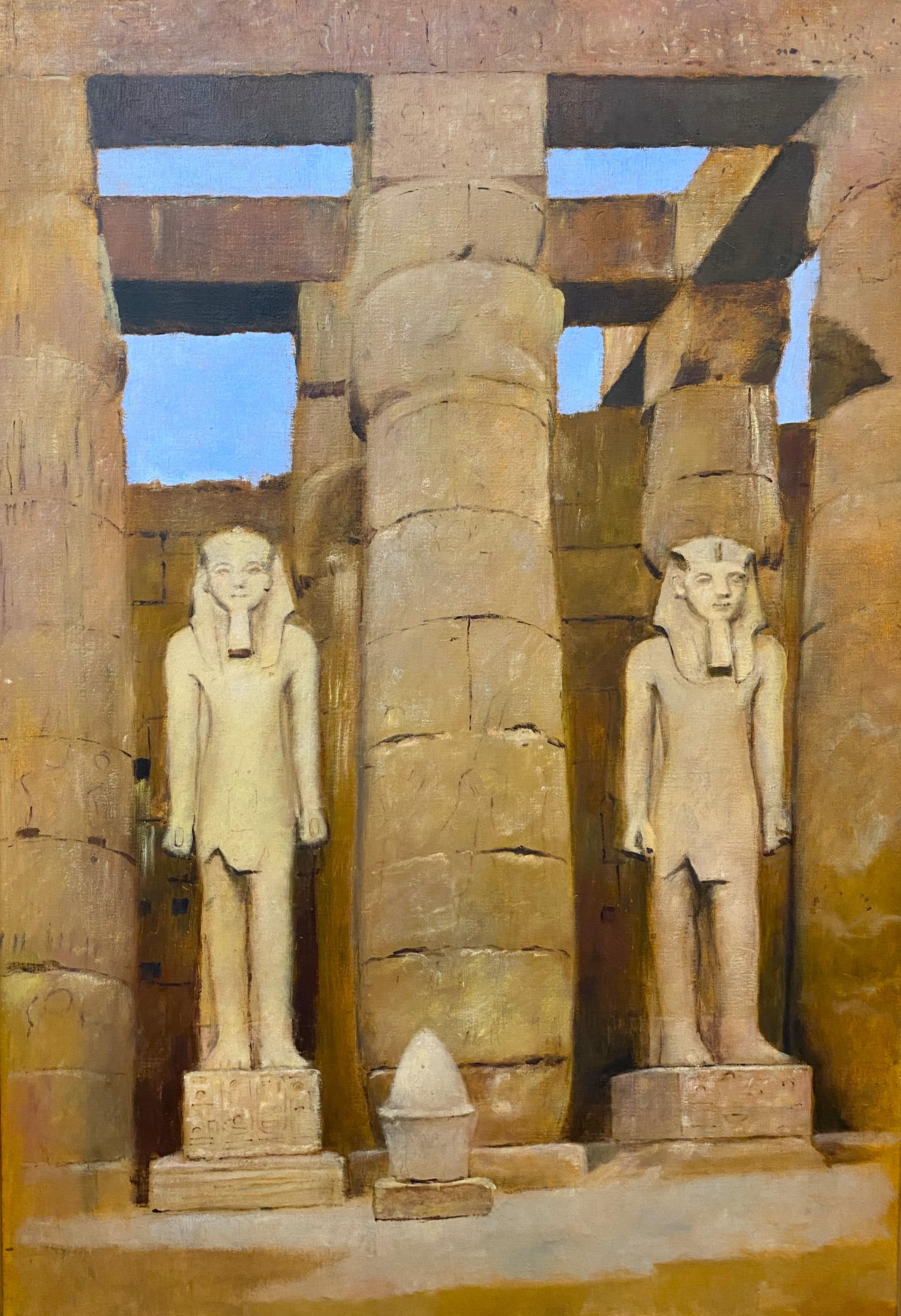 Statue di Ramses nel Tempio di Luxor, Karnak - Painting di Joseph Lindon Smith