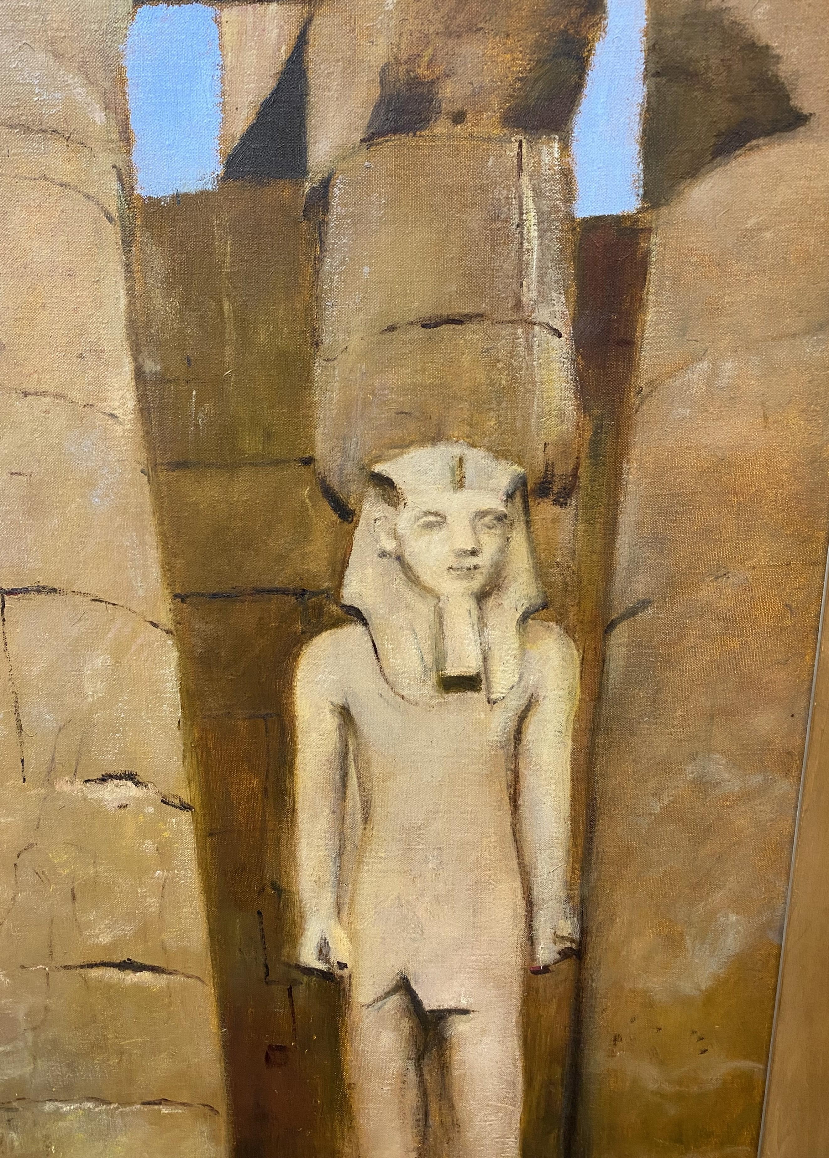 Un raffinato dipinto ad olio di archeologia egiziana dell'artista americano Joseph Lindon Smith (1863-1950). Smith è nato a Pawtucket, Rhode Island, e dopo aver frequentato la Brown University e il MIT, ha studiato arte al Boston Museum of Fine Arts