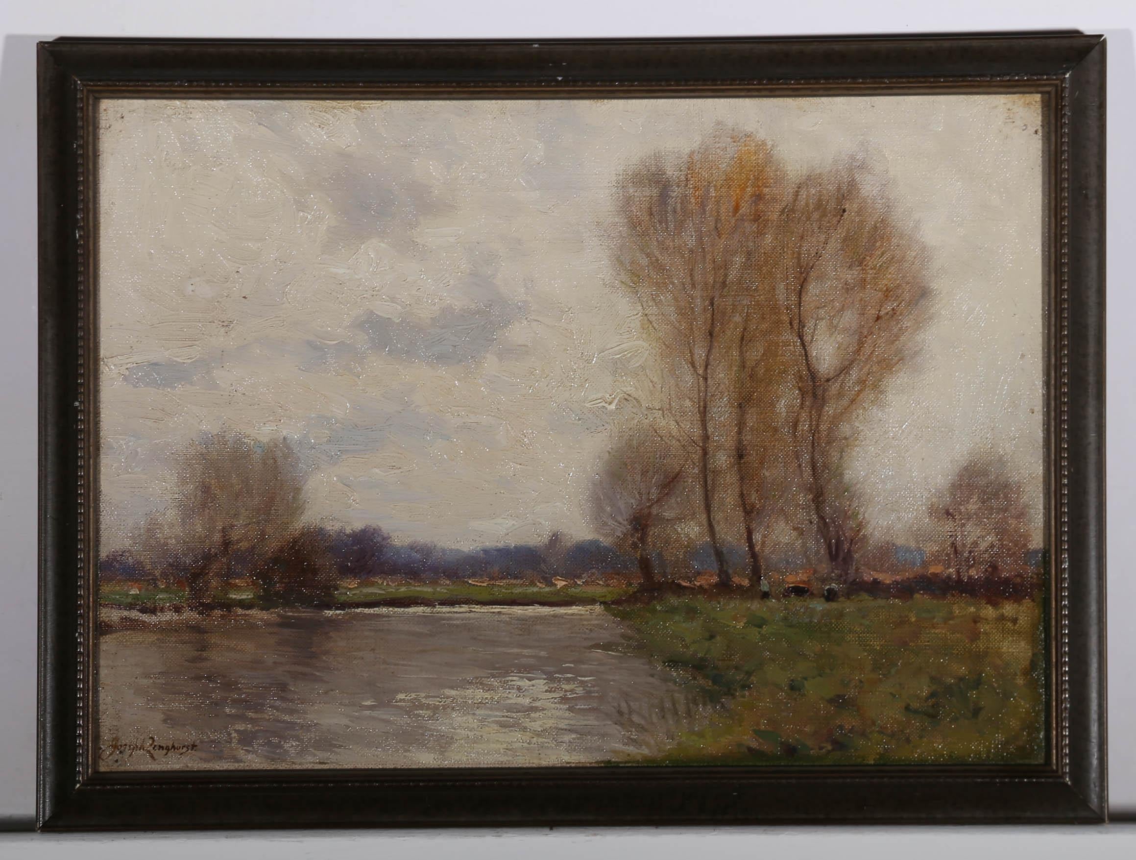 Joseph Longhurst (1874-1922) - Gerahmtes Ölgemälde, Flusslandschaft des frühen 20. Jahrhunderts im Angebot 2