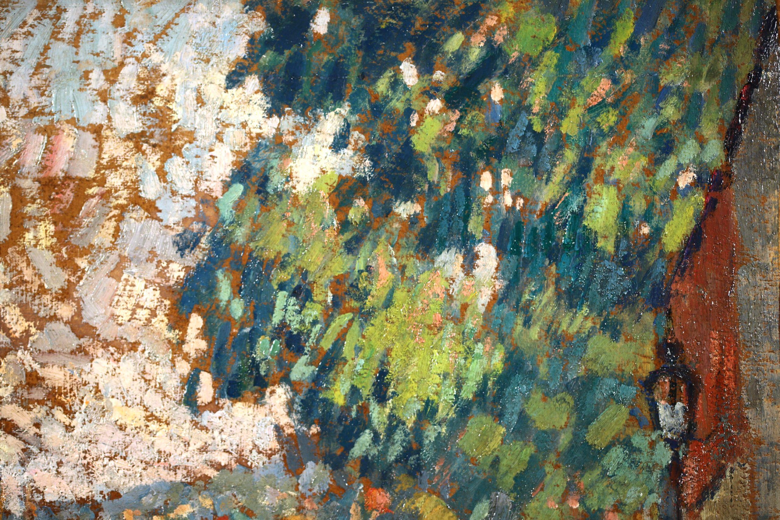 Au bord de la riviere - Pointillist Figure in Landscape Oil by Joseph Lepine For Sale 6