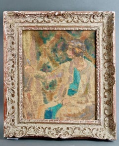 "Pittrice al cavalletto" Scuola Francese Postimpressionista Olio su Tela Cornice