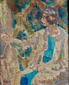 "Painter at the Easel" French School Postimpressionist Oil on Canvas Signed