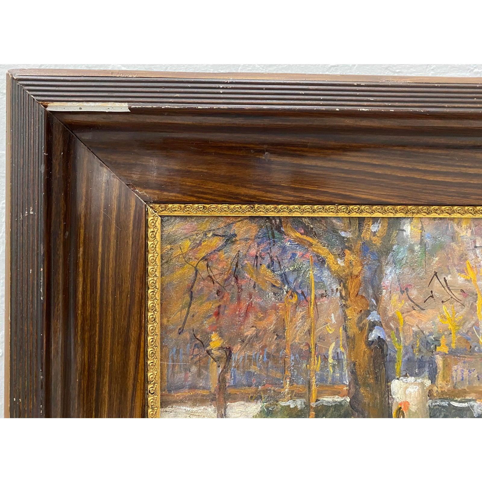 Scena di strada impressionista dell'inizio del XX secolo dell'artista francese Joseph Lamberton (1867-1943), che è stato citato in precedenza.
Olio originale su tavola
Dimensioni 16