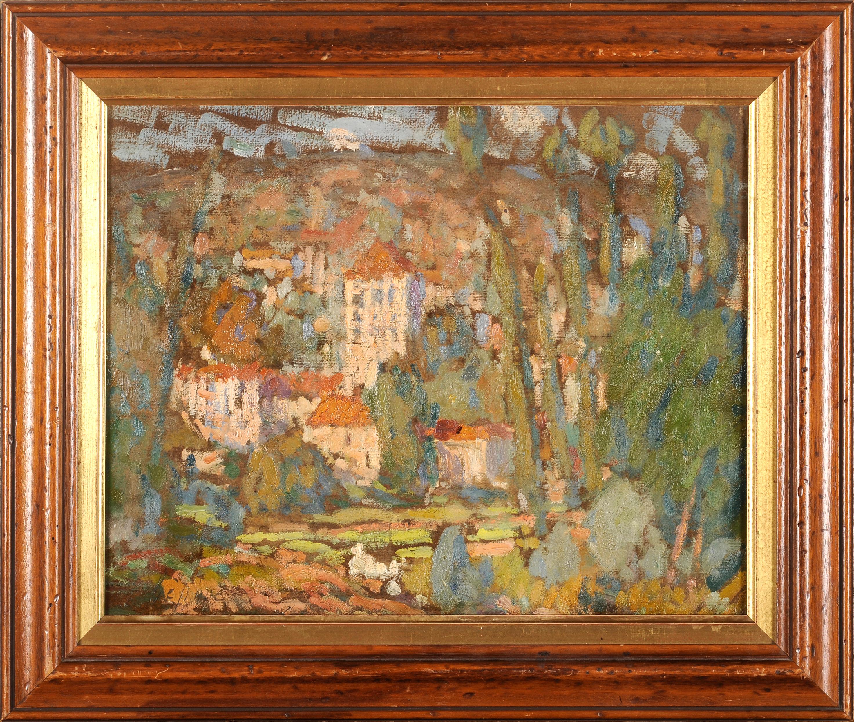 Vue de Caillac dans le département du Lot - Painting de Joseph Lépine