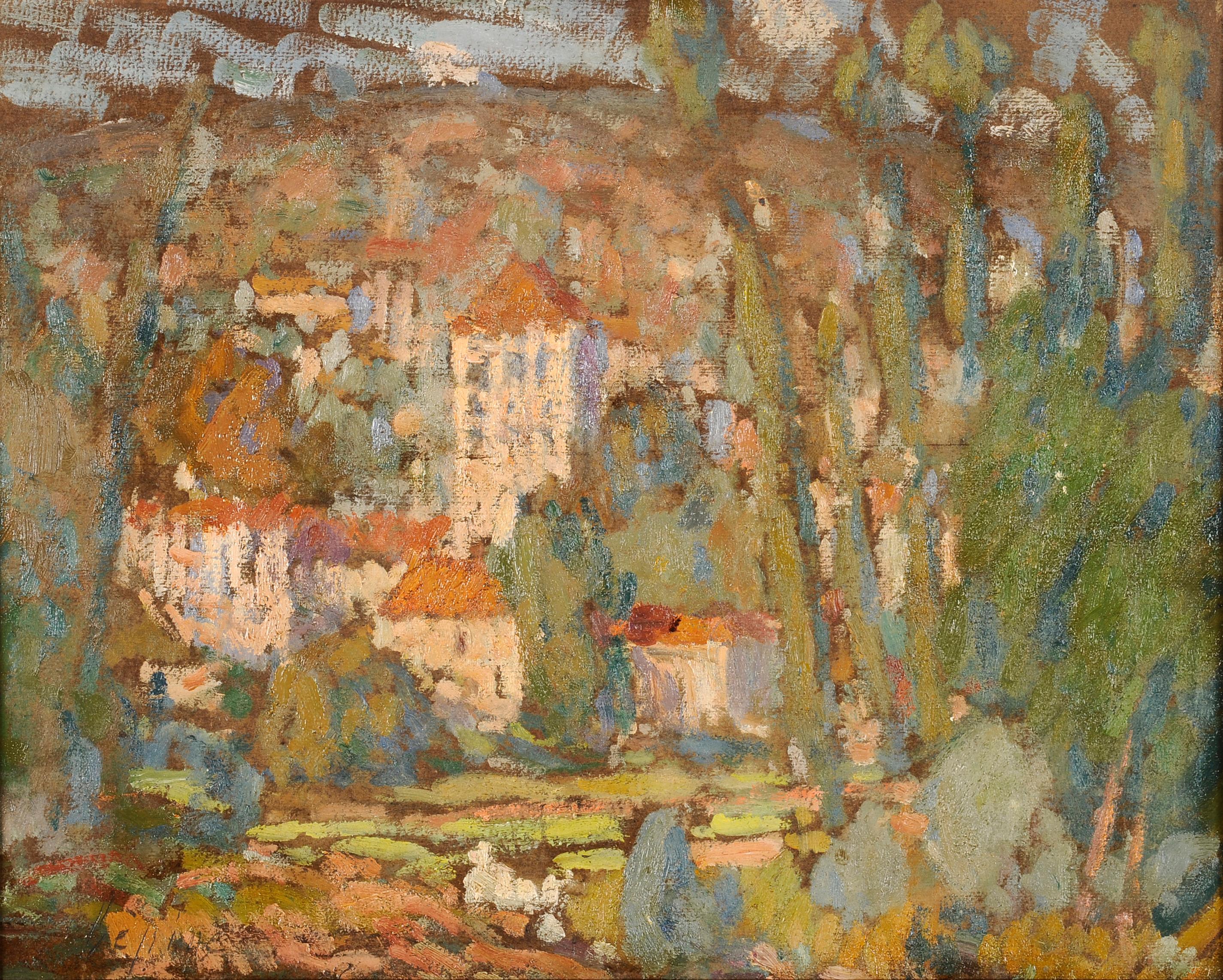 Joseph Lépine Landscape Painting – View of Caillac in Lot department