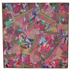 Huile et collage sur toile de Joseph M. Glasco, n° 34, datée de 1985