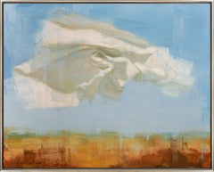"A Whisper No. 2" Paysage abstrait contemporain Huile sur toile Peinture encadrée