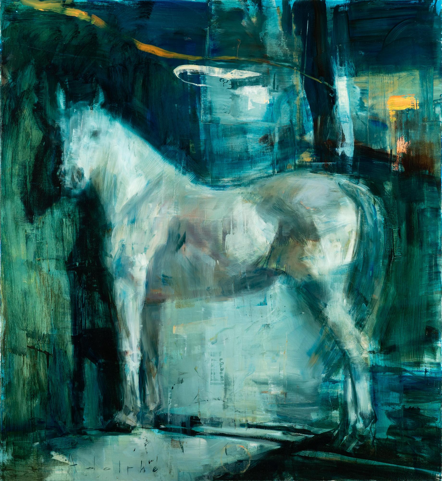 Joseph Adolphe Animal Painting - "Equus No. 10" Abstract Horse Portrait Oil on Canvas Painting