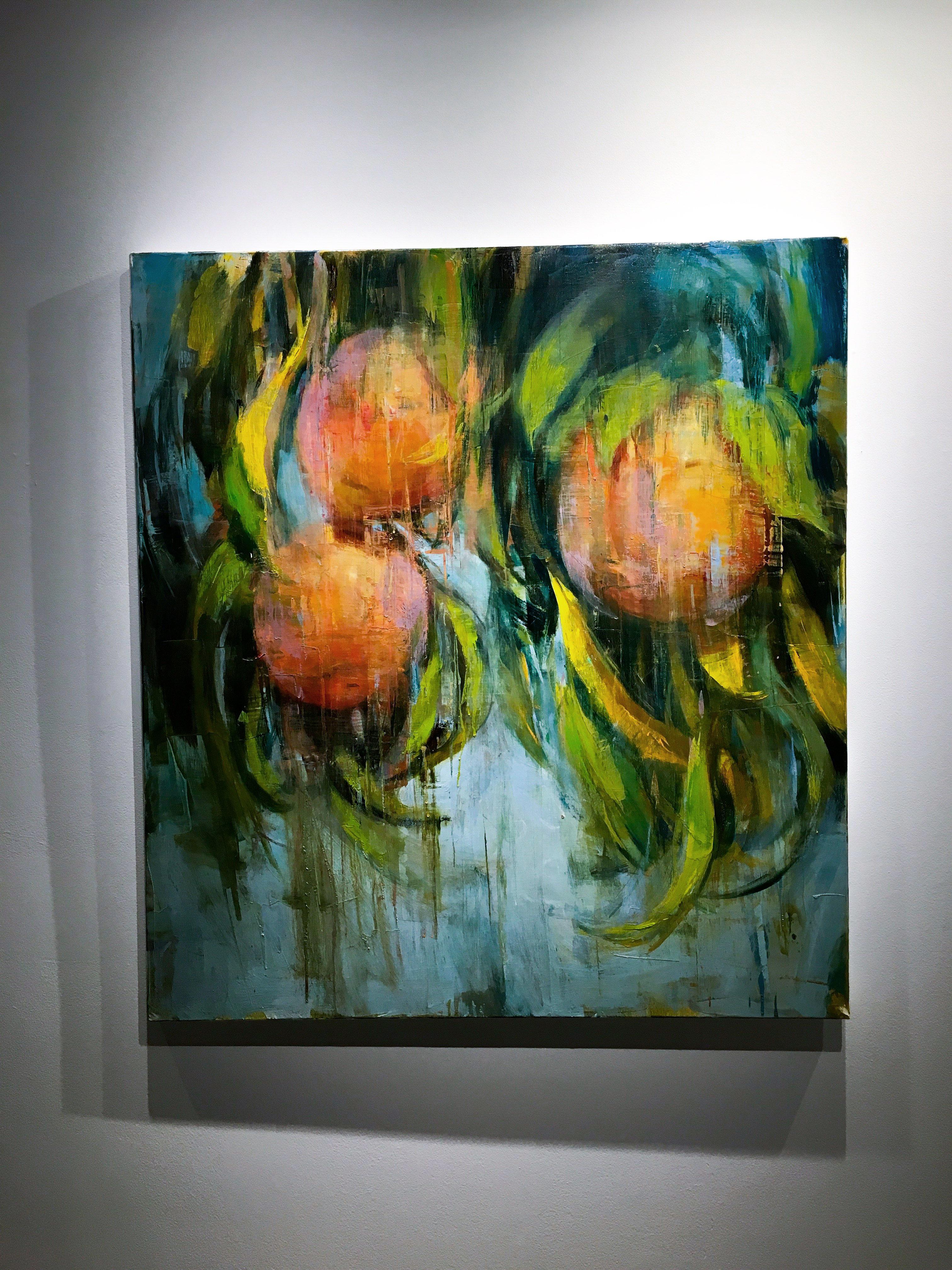 Mellow Peaches, Contemporary Style painting - Gray Figurative Painting by Joseph Adolphe