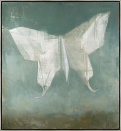 "Rinnovamento" Pittura contemporanea astratta Origami Farfalla con cornice olio su tela