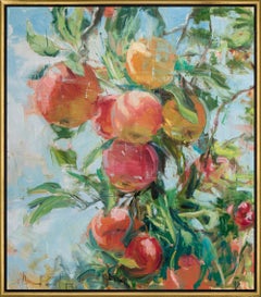 "Ripe No. 13" Contemporary Apple Still Life Oil on Canvas Framed Painting