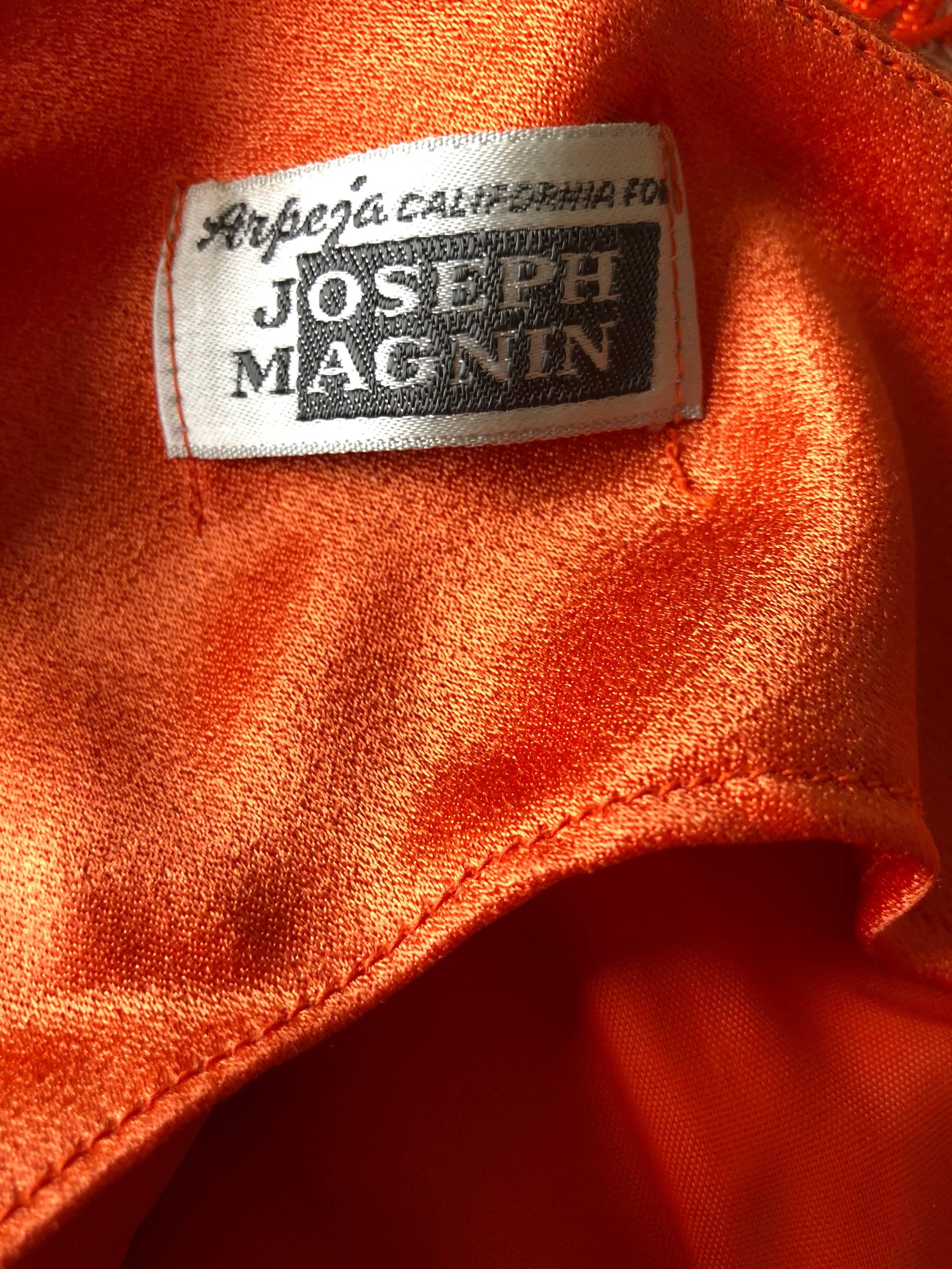 Joseph Magnin 1960s Amazing Bright Orange Fully Fringe Flapper Jersey 60s Dress 2