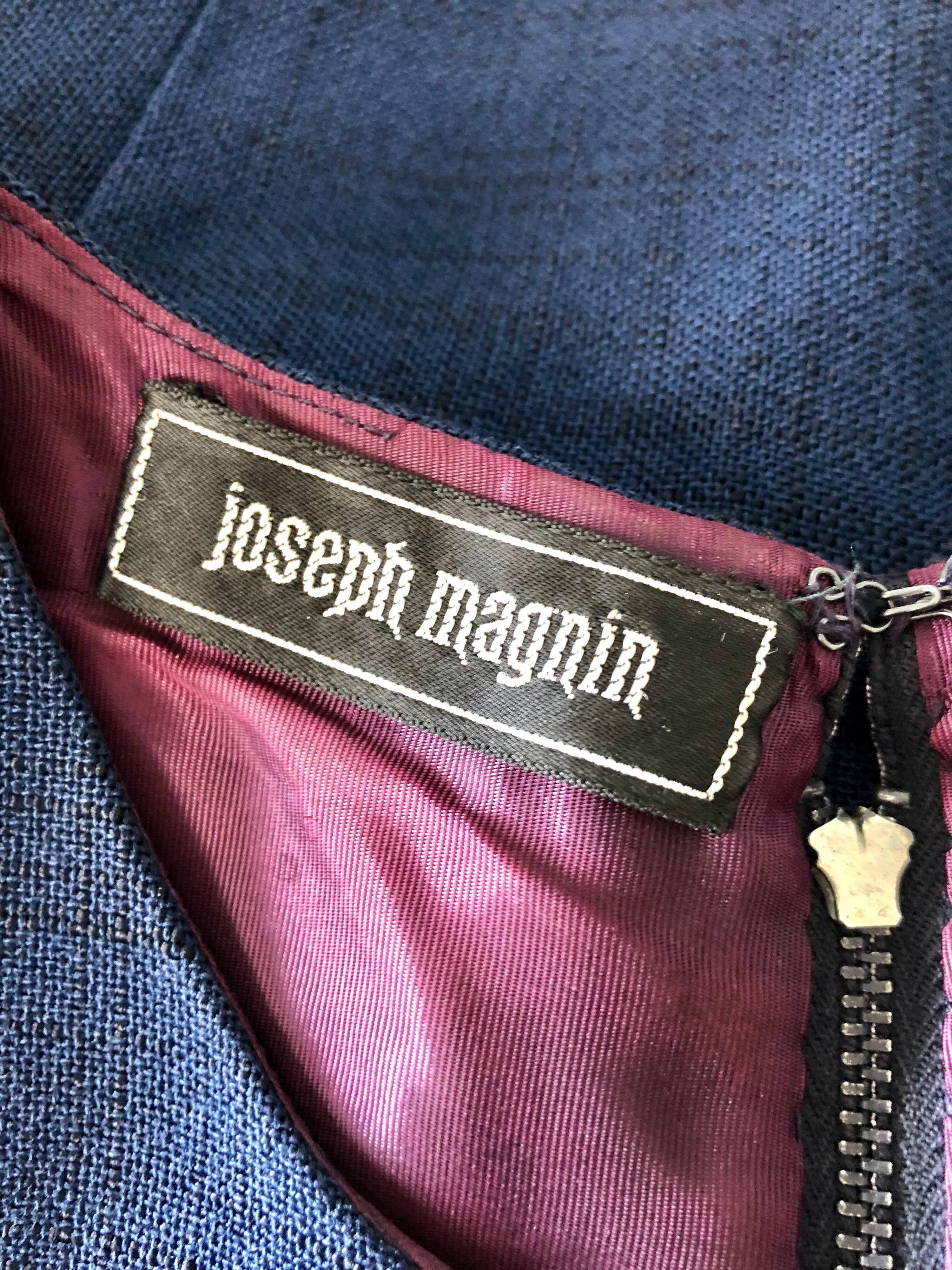 Joseph Magnin 1960er Marineblau + Rot Leinen Seide Nautisches Vintage 60er Etuikleid im Angebot 5