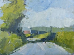 A country road, Painting, Oil on Wood Panel