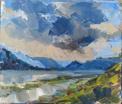Landscape with clouds, Painting, Oil on Other