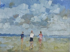 Beach and figures, Painting, Oil on Canvas