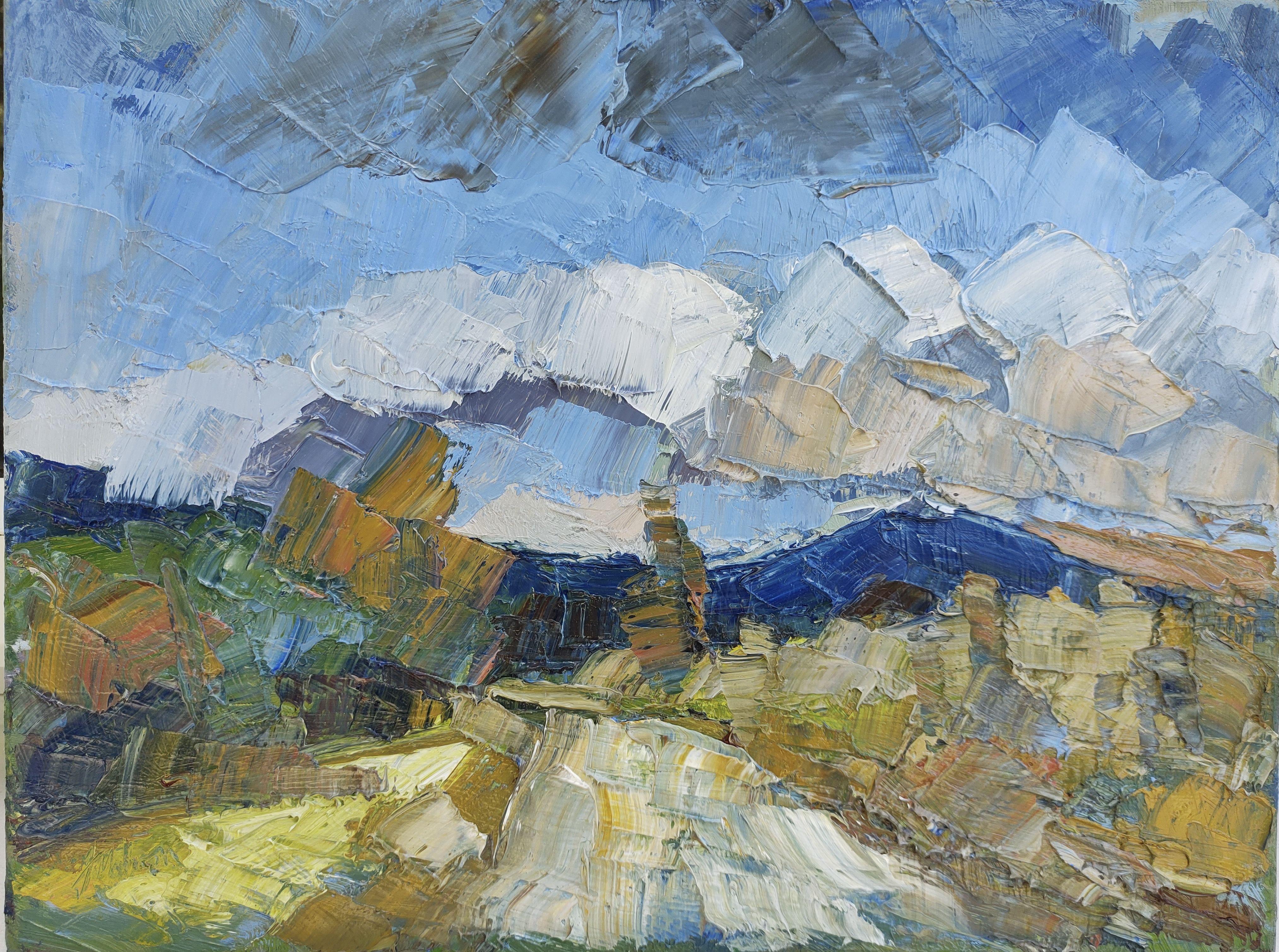 A landscape in Ireland #8. Oil impasto on canvas 30x40x2 cm :: Painting :: Impressionist :: This piece comes with an official certificate of authenticity signed by the artist :: Ready to Hang: No :: Signed: Yes :: Signature Location: Front :: Canvas