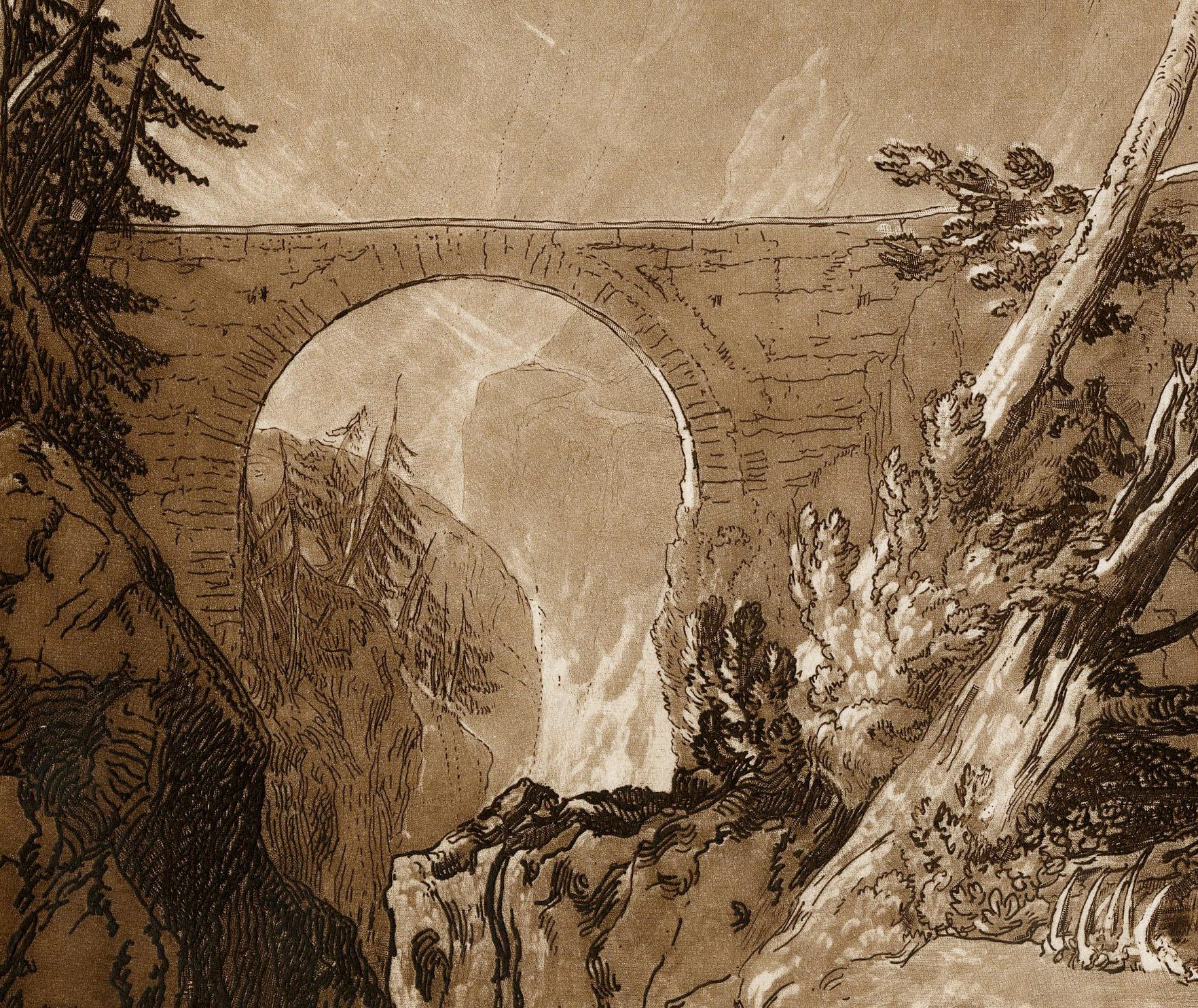 Puente de los Diablillos sobre el Russ, por encima del Alt Dorft suizo - Print de Joseph Mallord William Turner