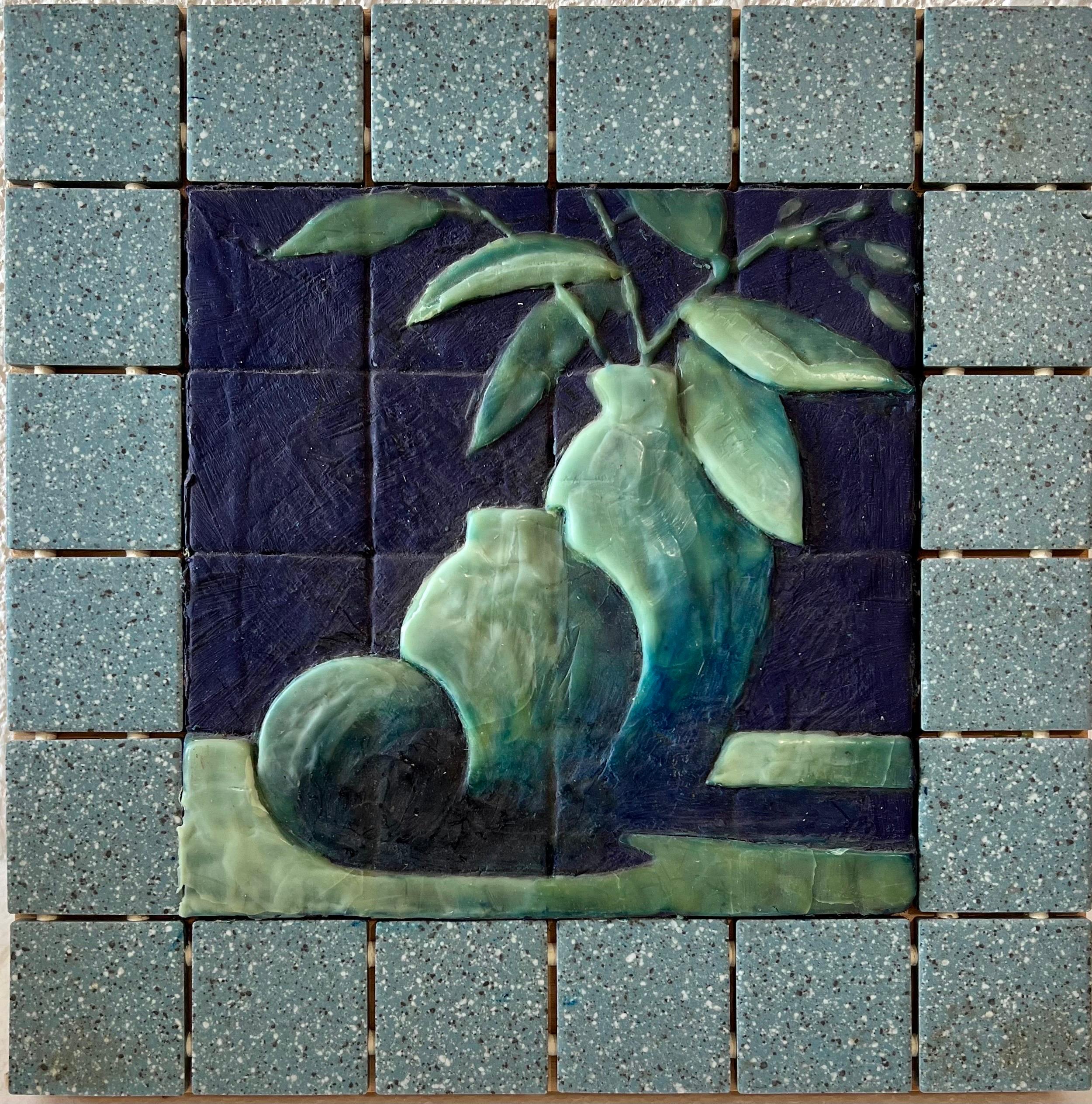
Joseph Maresca (American, b. 1946).
Still life rendering on wood mounted tiles. 
Flowers, Plant and fruits. 
Green X Ray
Oil and wax encaustic on tile
Gallery label and hanging wire at back.

Dimensions:
Height: 12 inches / 30.48 cm
Width: 12