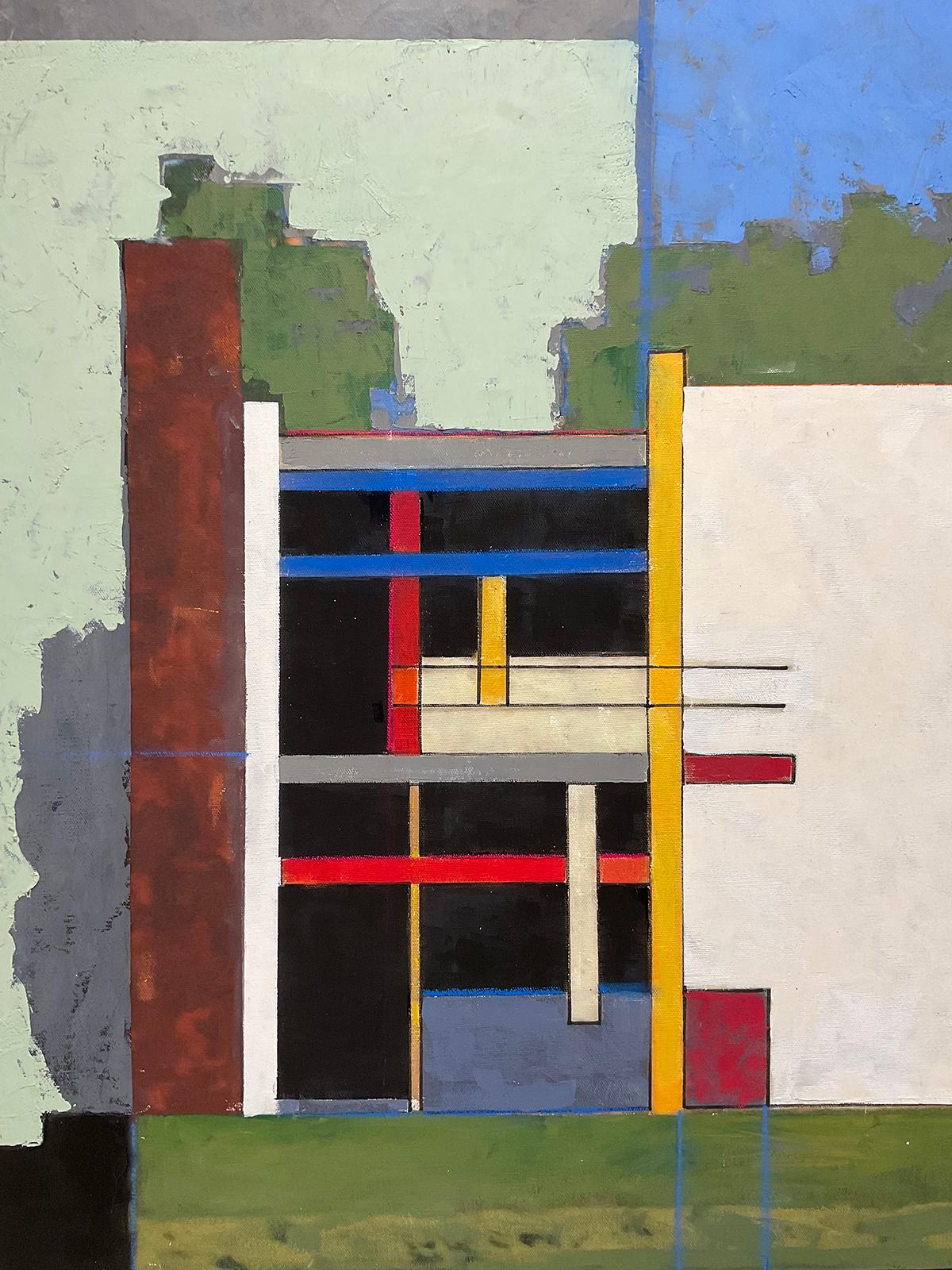 Abstrakte geometrische Malerei, inspiriert von den architektonischen Prinzipien von Adolf Loos und der De Stijl-Kunst von Piet Mondrian 
