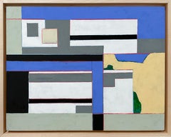 Modern (Minimalist Abstract Architectural Abstraction in Gouache on Panel)