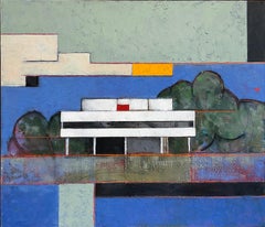 Savoye (Abstract Architectural Gouache Painting of Le Corbusier's Famous Villa)