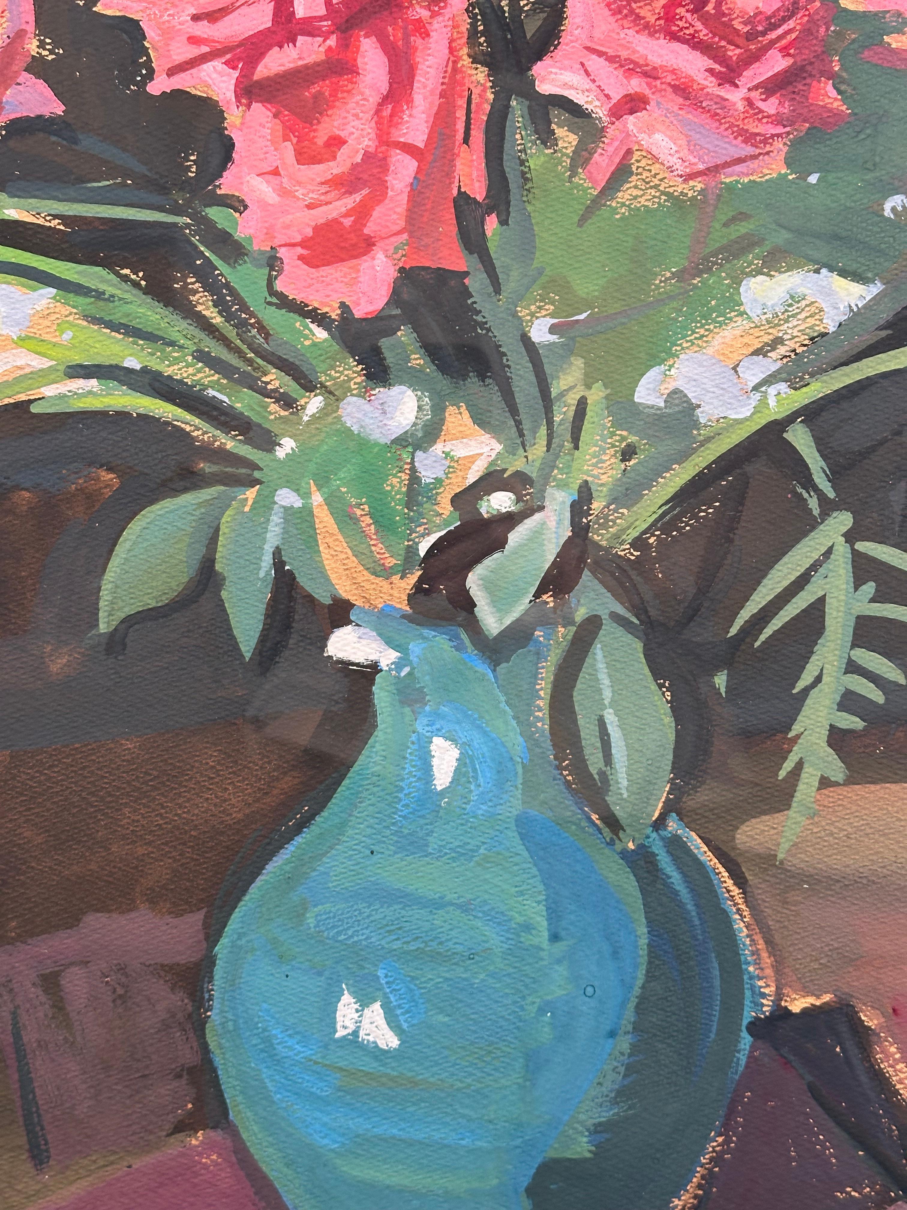 Impressionist Floral Still Life Painting with Roses - Beige Still-Life Painting by Joseph Margulies