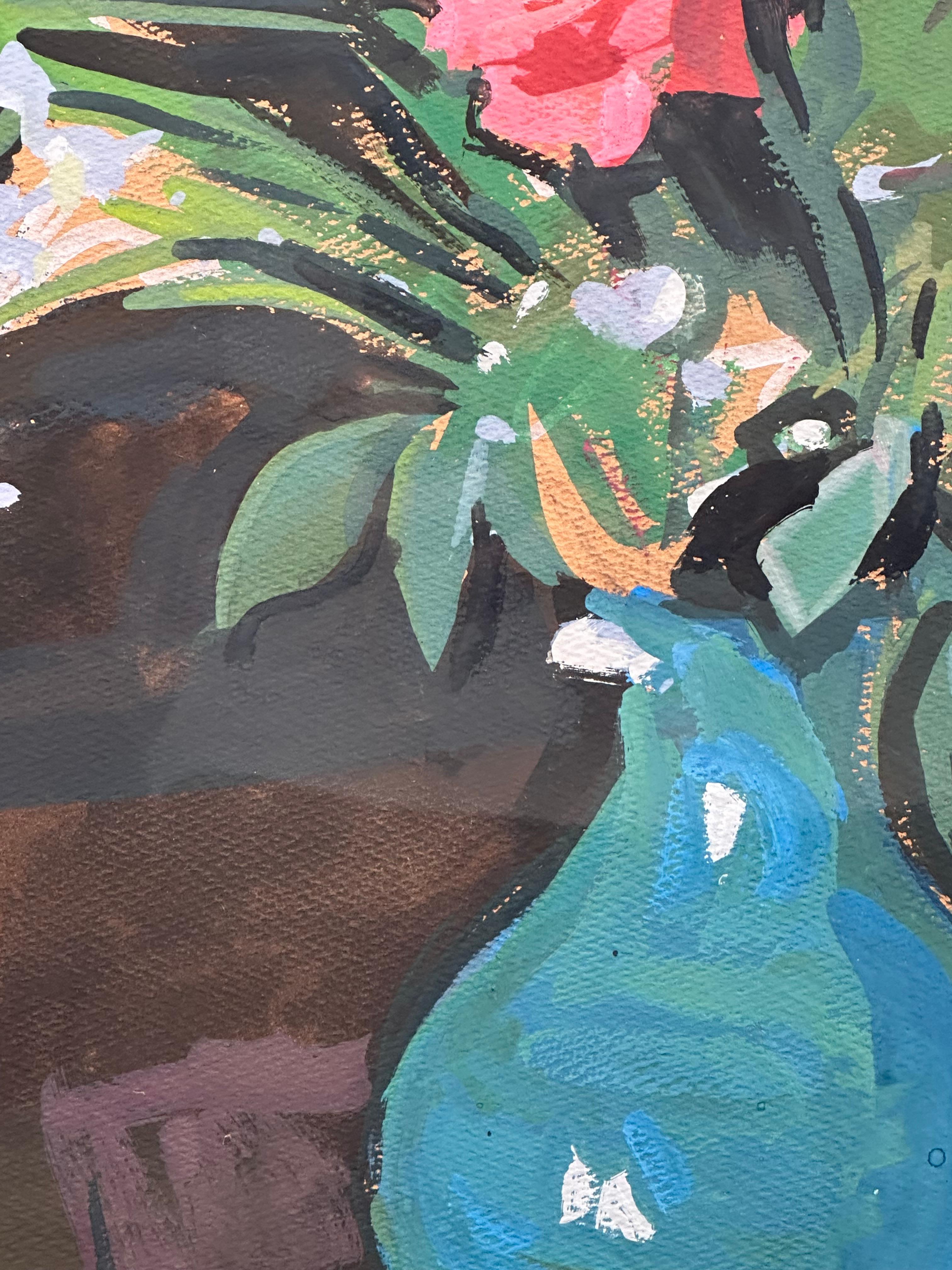 Impressionist Floral Still Life Painting with Roses For Sale 3
