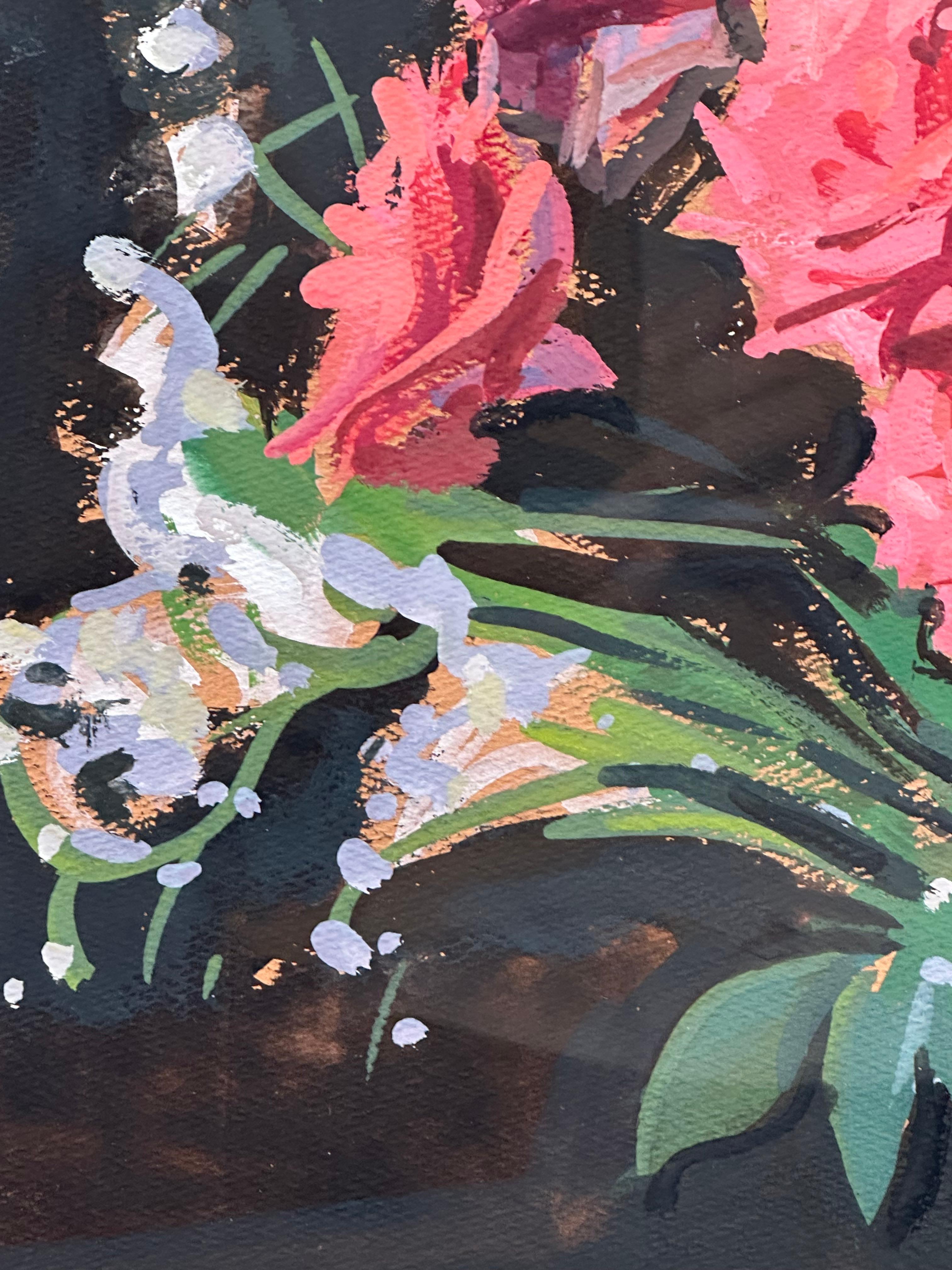 Impressionist Floral Still Life Painting with Roses For Sale 4