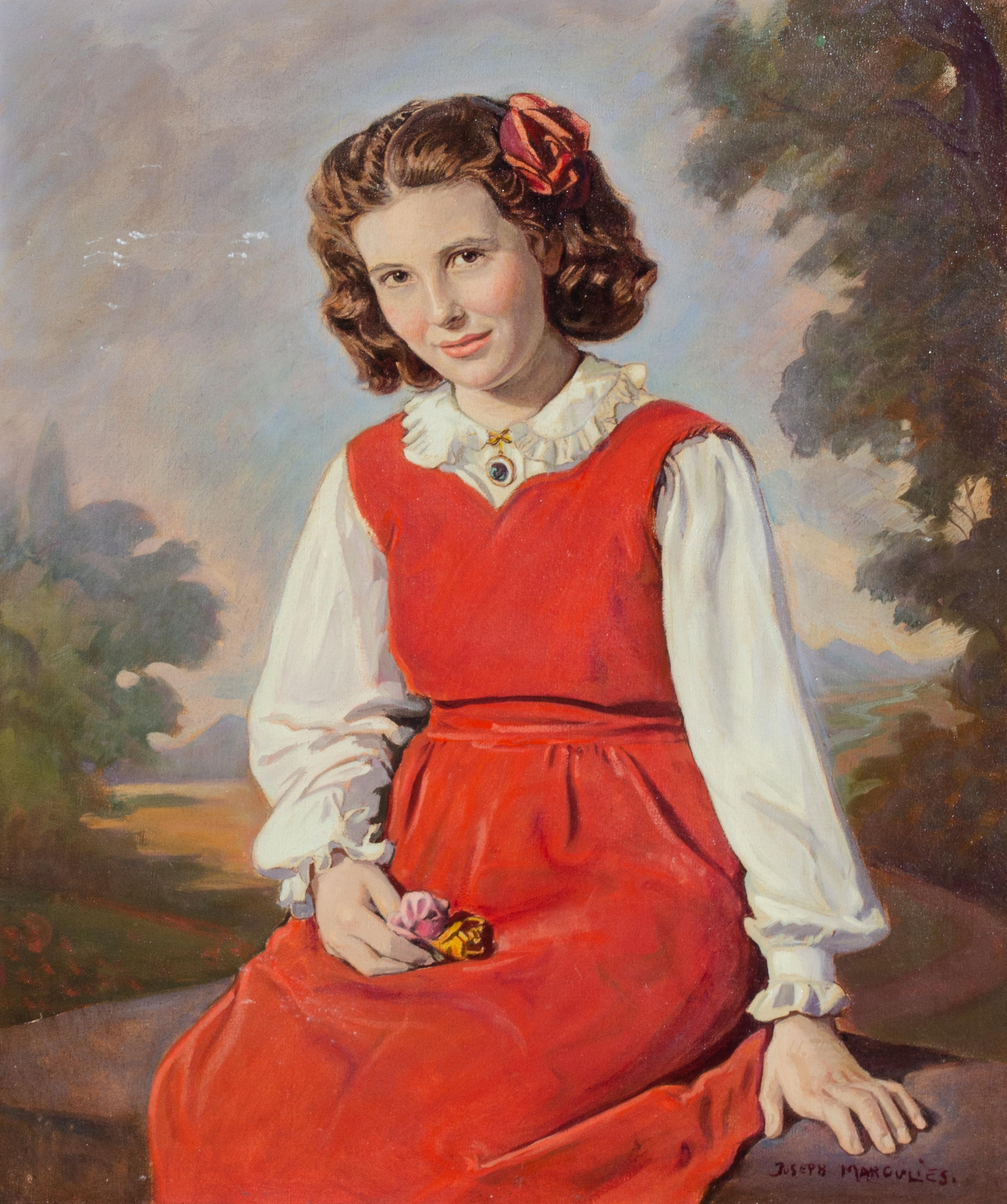 Joseph Margulies, Portrait d'une jeune fille, peinture à l'huile en vente 1
