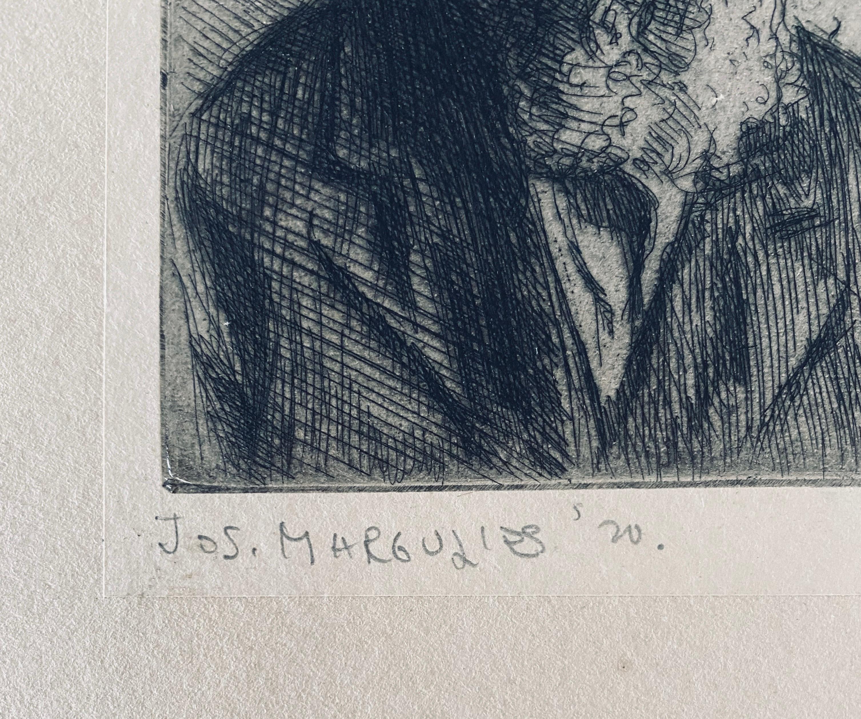 1920 Austrian American Artist Judaica Portrait Etching Jewish Rabbi Antique Art 1