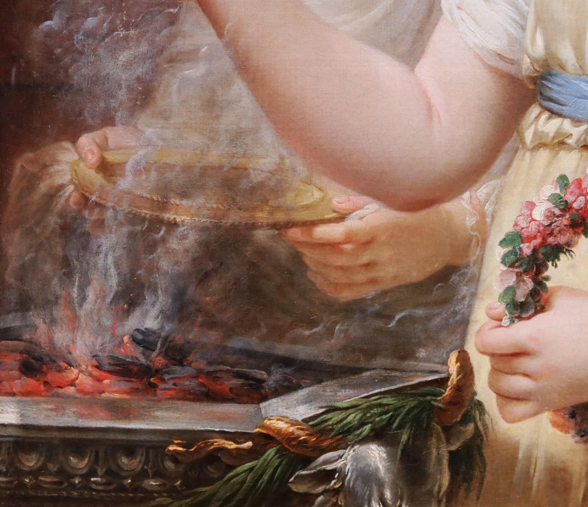 Il fuoco della paura nell'antica Roma - Pittura ad olio del XIX secolo con le vergini vestali 2