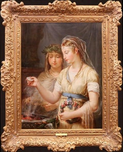 Il fuoco della paura nell'antica Roma - Pittura ad olio del XIX secolo con le vergini vestali