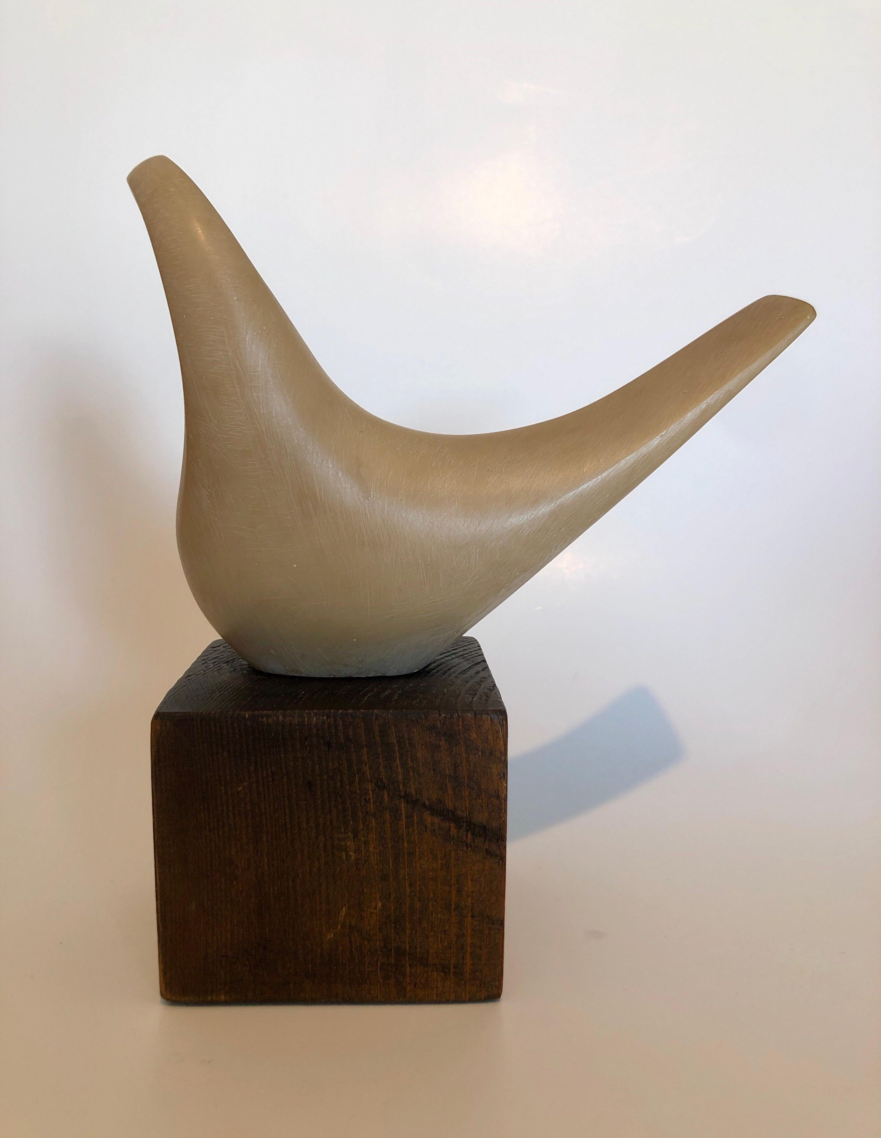 Czech Art Deco Carved Natural Resin Cubist Dove Bird Sculpture Joseph Martinek For Sale 1