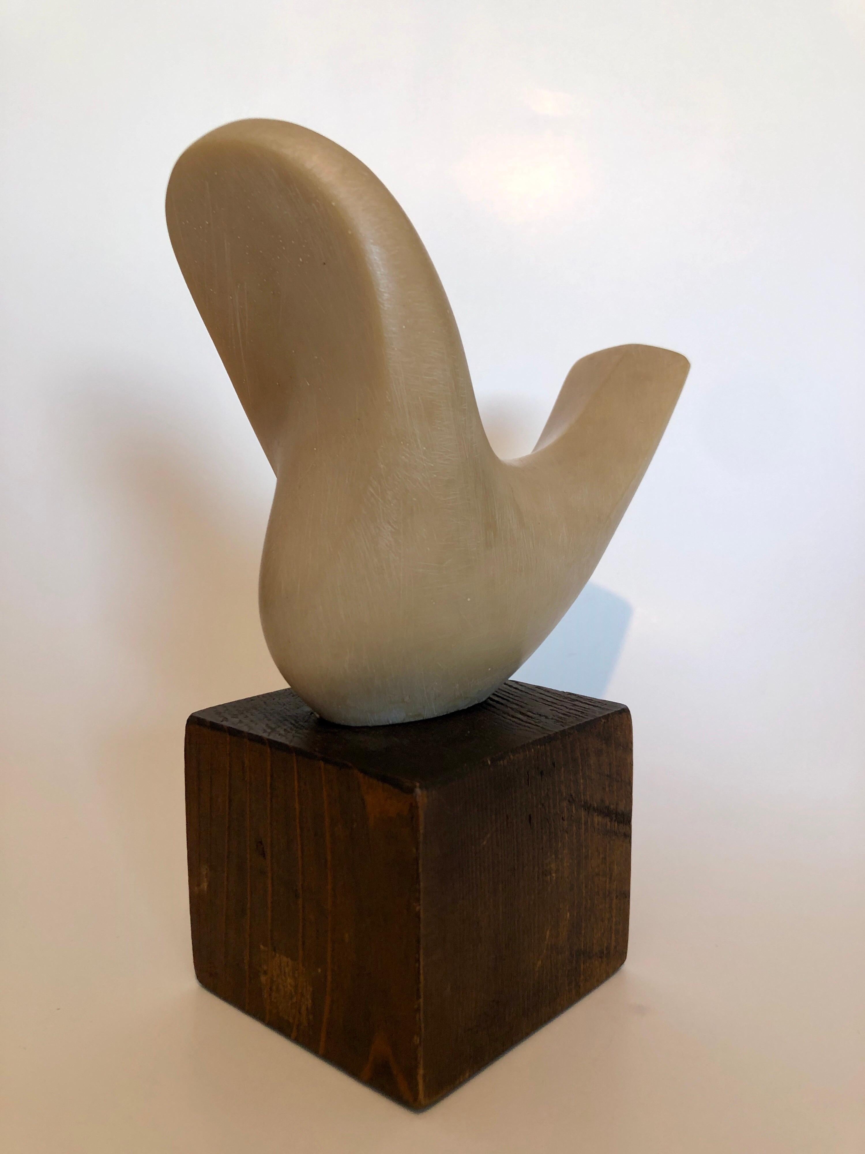 Czech Art Deco Carved Natural Resin Cubist Dove Bird Sculpture Joseph Martinek For Sale 2
