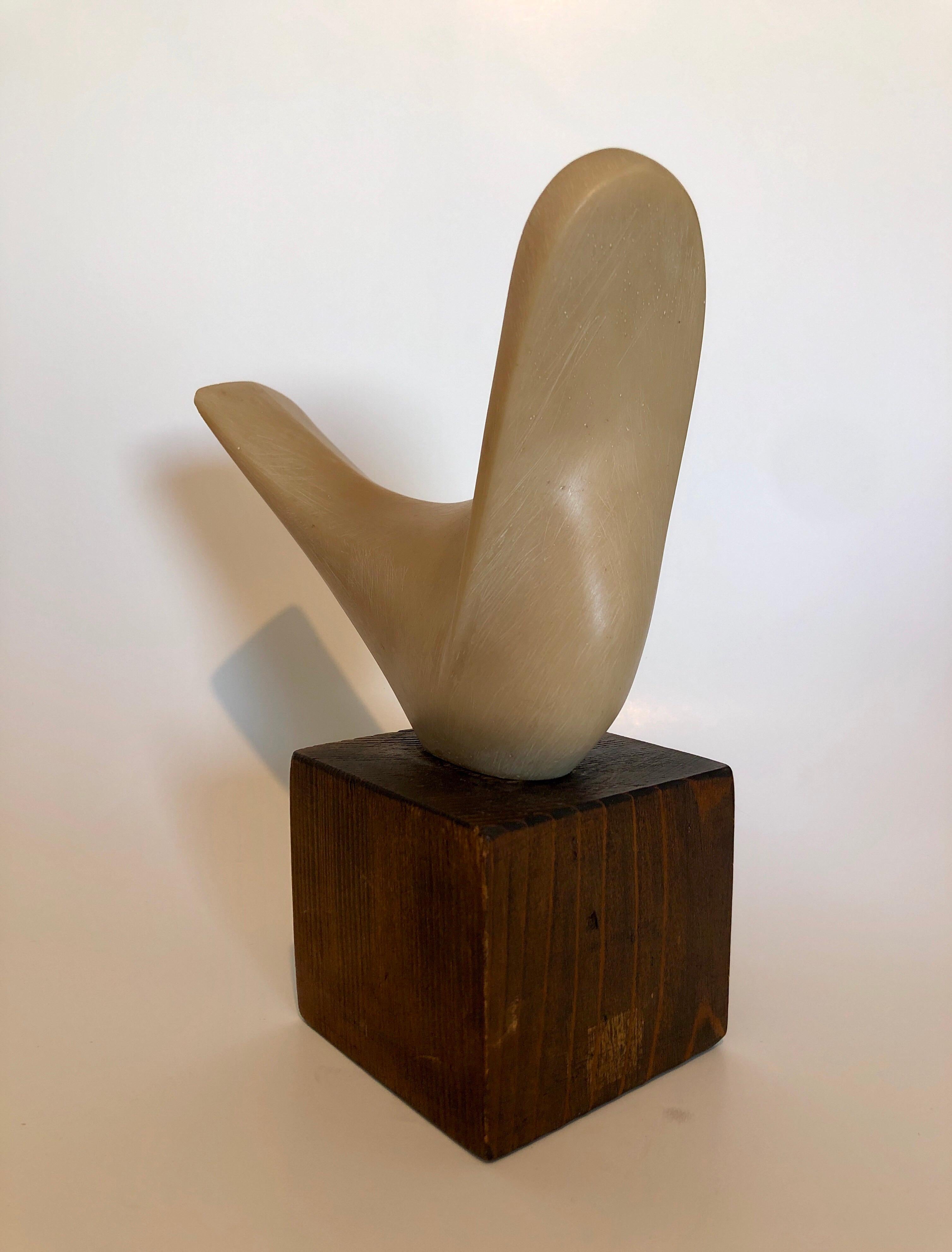 Czech Art Deco Carved Natural Resin Cubist Dove Bird Sculpture Joseph Martinek For Sale 3