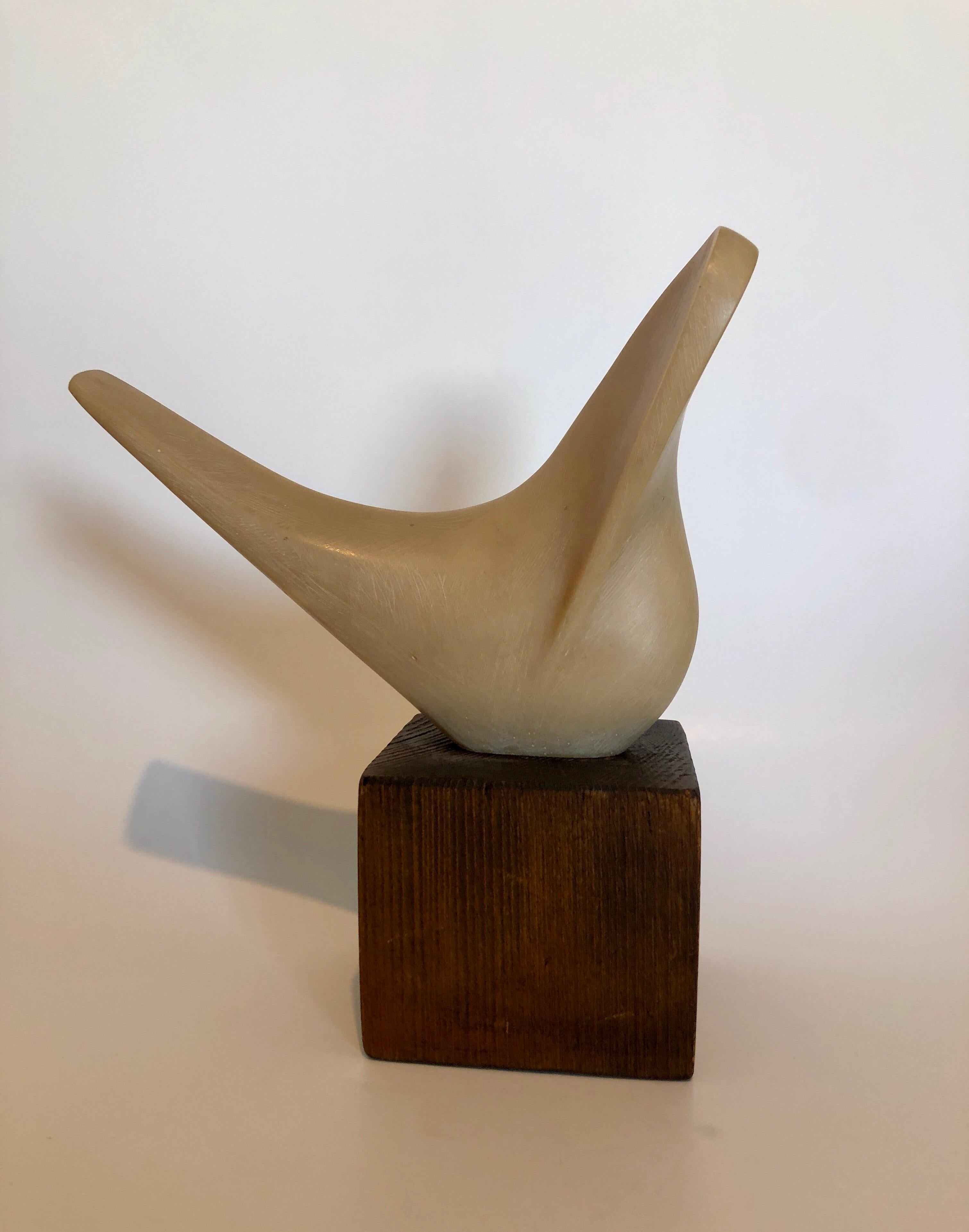 Czech Art Deco Carved Natural Resin Cubist Dove Bird Sculpture Joseph Martinek