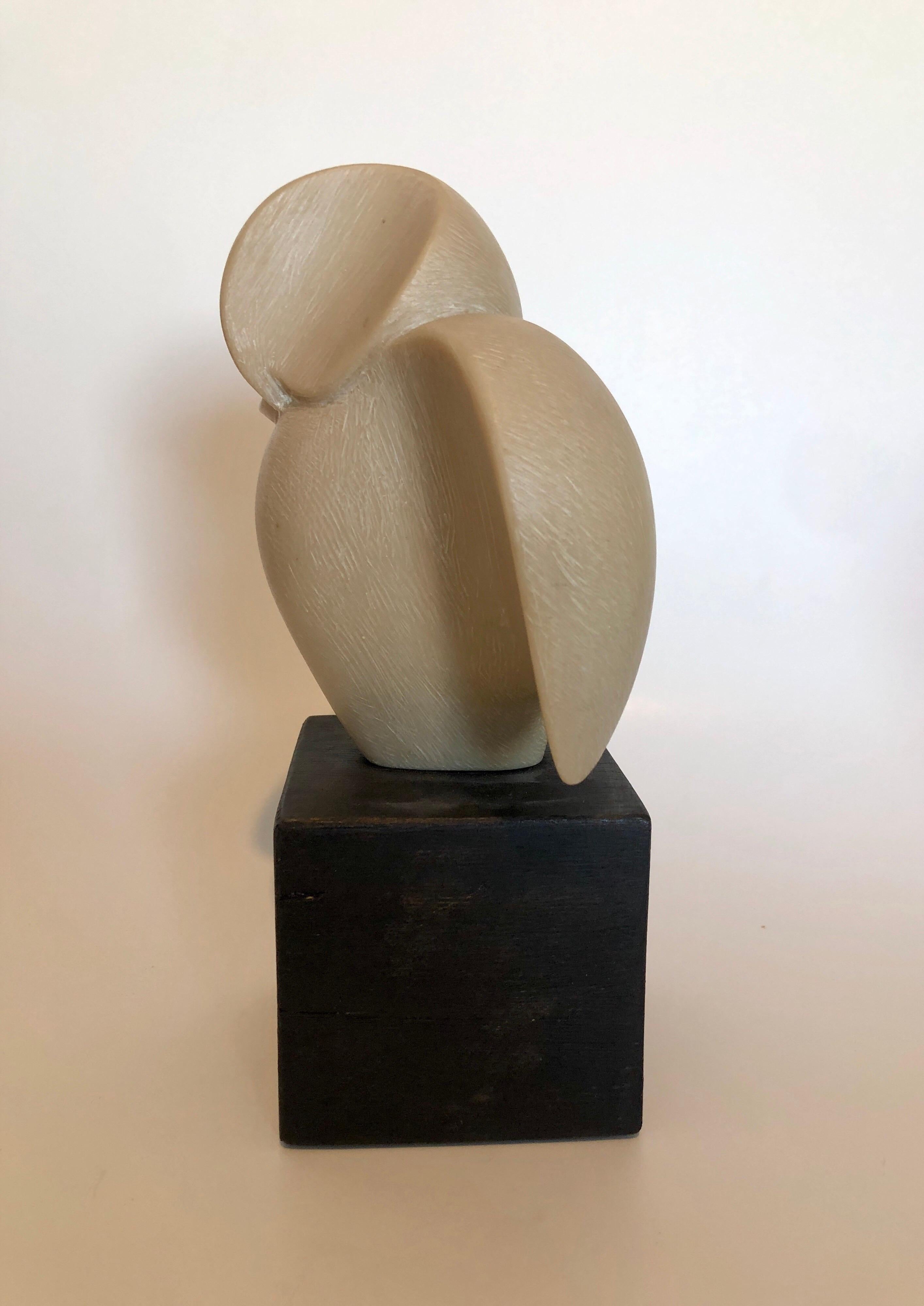 Escultura Art Decó checa tallada en resina natural Cubista Búho Pájaro Joseph Martinek 5