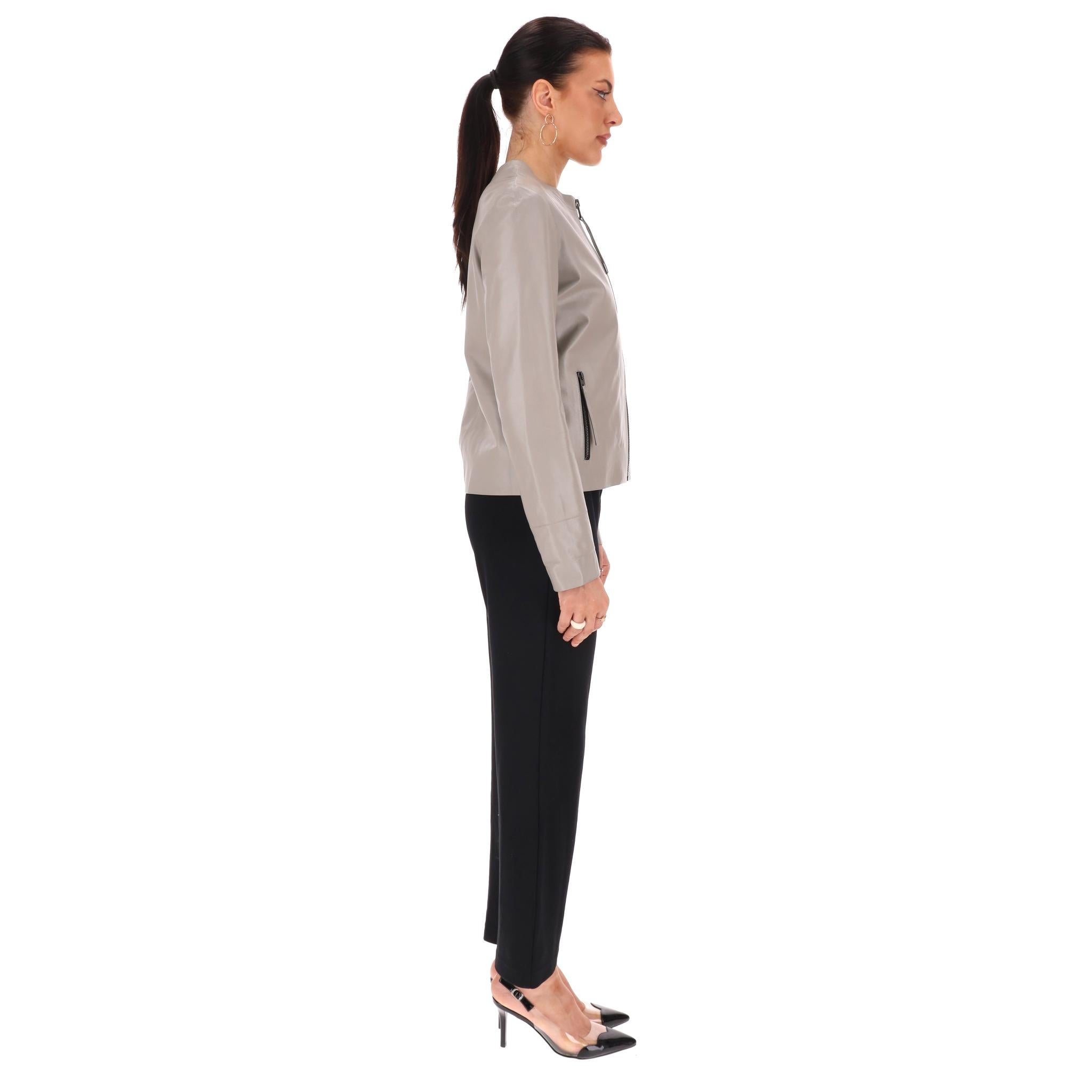 Gris Joseph Matt Alya Nappa Leather Jacket en vente