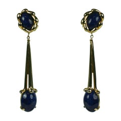 Joseph Mazer Lange modernistische Ohrringe aus Lapis Lazuli