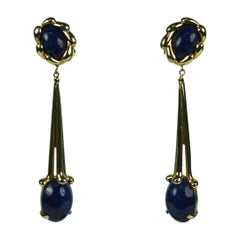 Joseph Mazer Long Modernist Faux Lapis Earrings