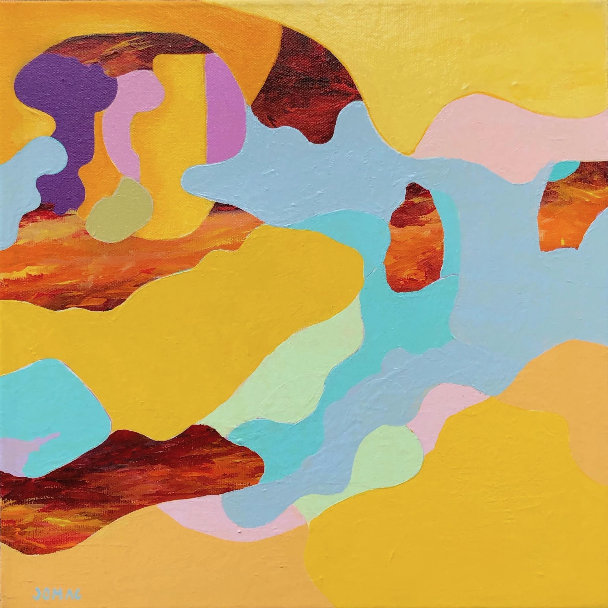 Breakthrough Flow -- surrealist abstract landscape painting in blue & orange 