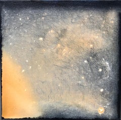 Galaxy: contemporary canvas painting w/ imagery of stars, sun, universe & space